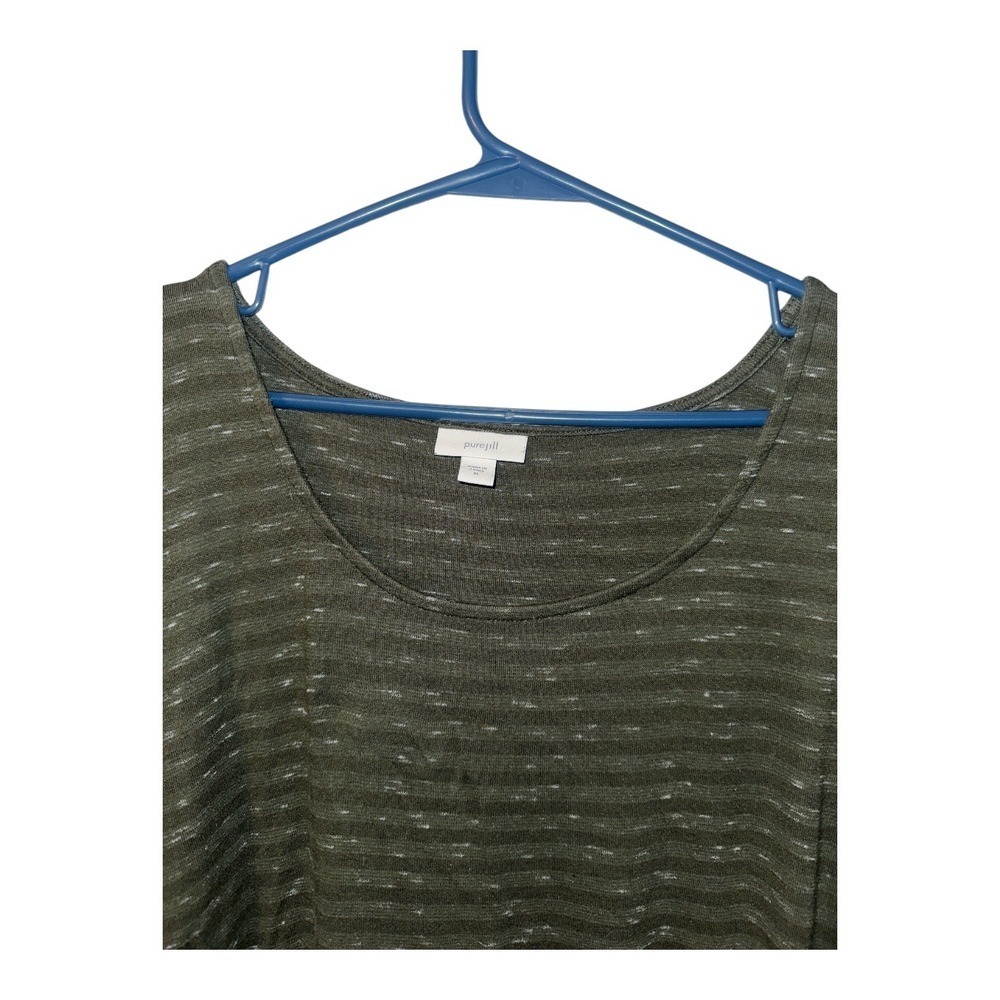 J. Jill Pure Jill Olive Green Striped Drop Waist Shift Dress, XL - Picture 2 of 6